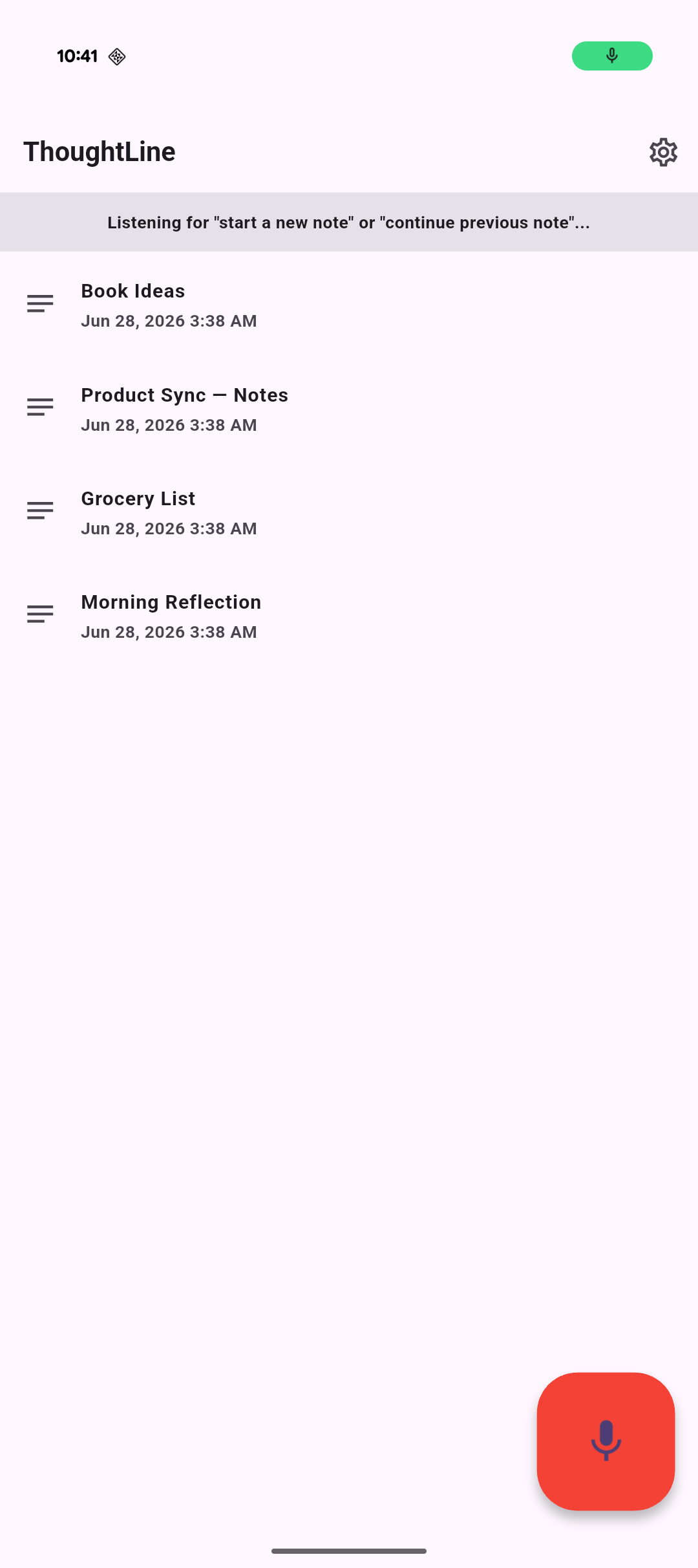 Live dictation screenshot